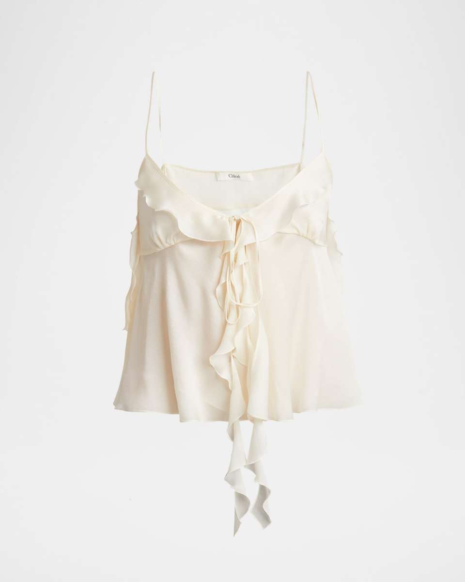 Ruffle Satin Silk Top